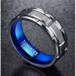 Sõrmus - hõbedane titaansinise sisuga